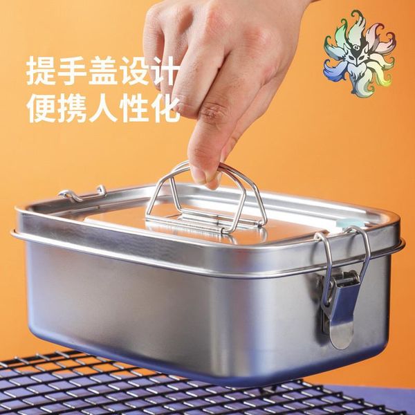 

dinnerware sets 304 stainless steel lunch box rectangular bento single double layer movable compartments microwave container storage