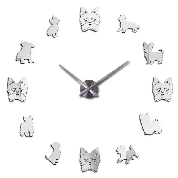 

wall clocks animal clock horloge 3d diy acrylic mirror stickers home decoration living room quartz needle