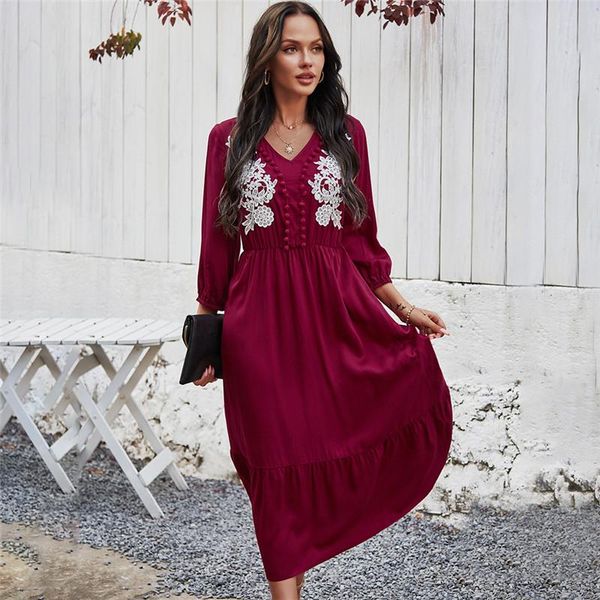 

casual dresses spring summer holiday dress women high waist v neck slim elegant lace long for fashion, Black;gray