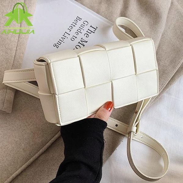 

solid color fashion shoulder handbags 2021 female travel cross body bag weave small pu leather crossbody bags for women