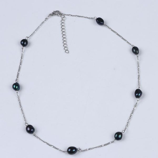 

chains peacock green pearl necklace design freshwater tube chain, Silver