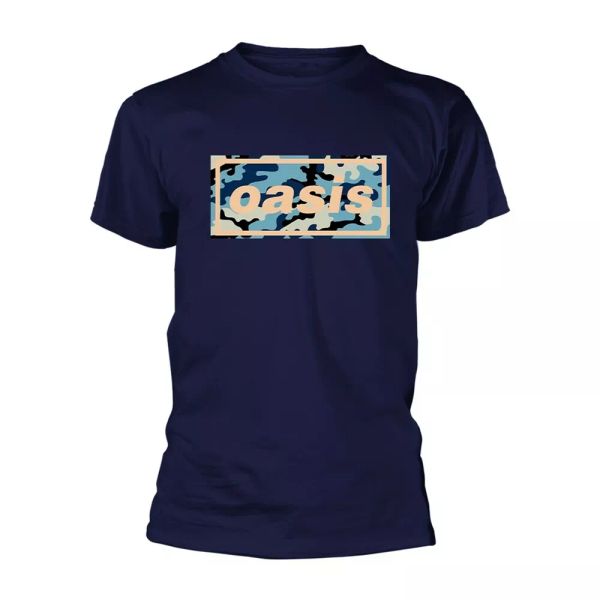 

oasis camo logo (navy) official t-shirt men unisex, White;black