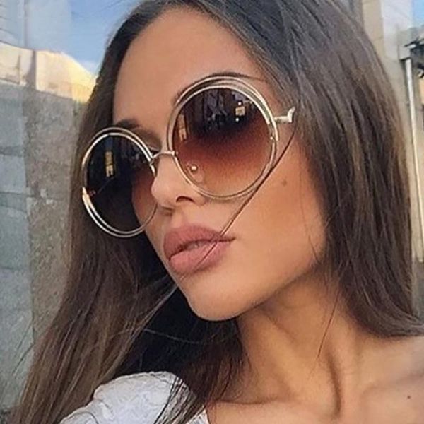 

sunglasses vintage oversize round women alloy around hollow frame brand designer fashion circling frog sun glasses uv400, White;black