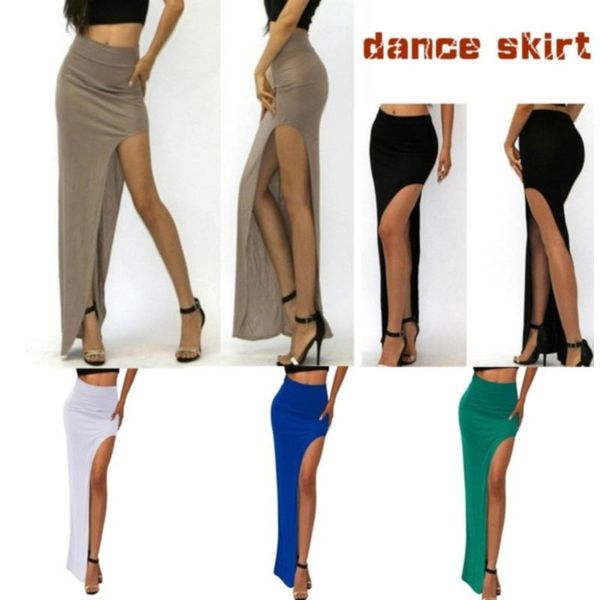 

skirts brand designer summer 2021 novelty women skirt lady open side split high waist long maxi, Black