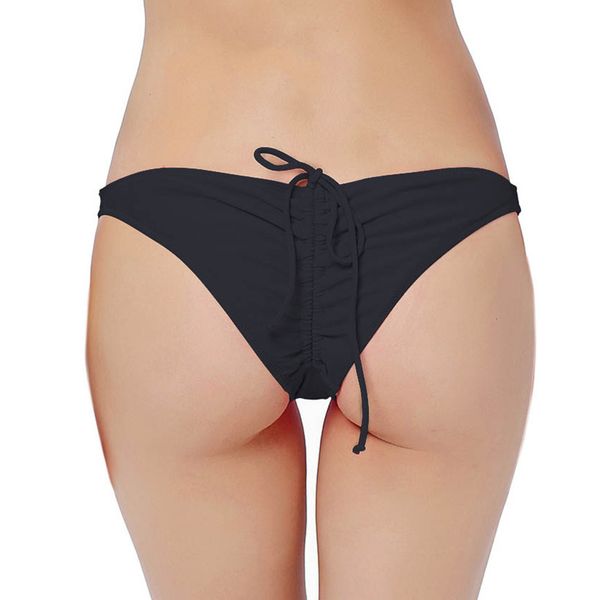 

black pants with back wrinkle bandage bikini swimming trunks half buttocks, White;black