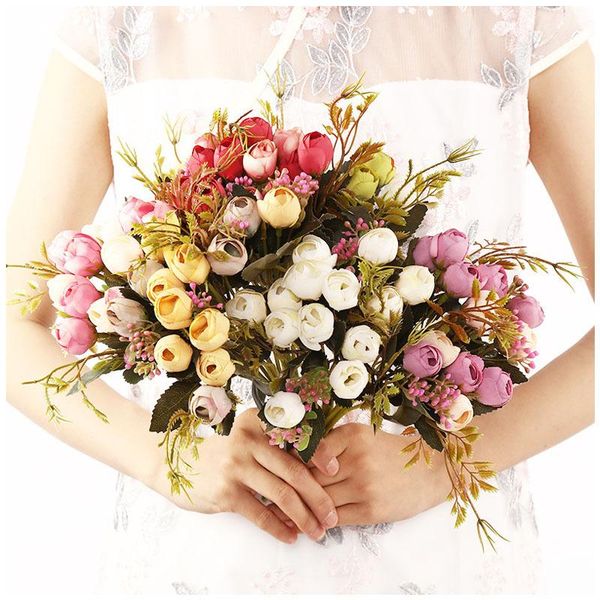 

decorative flowers & wreaths artificial for bedroom decoration, fake autumn tea roses, roses and silk, plastic weddings, home