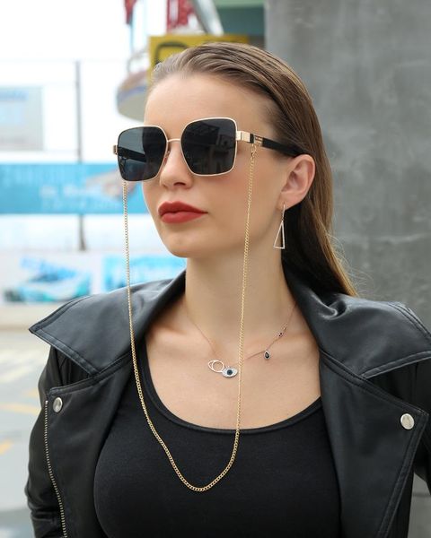 

sunglasses chain female 2021 net red same style lanyard necklace box fashion, avant-garde, europe and america uv400, White;black
