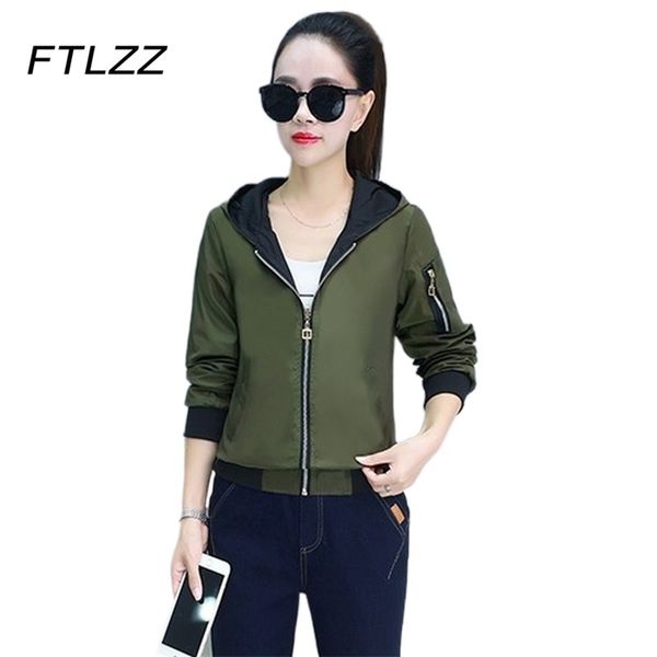 

plus size double-sided jacket woman casual hooded korean outerwear & coats feamle long sleeve spring autumn parkas 210525, Black;brown