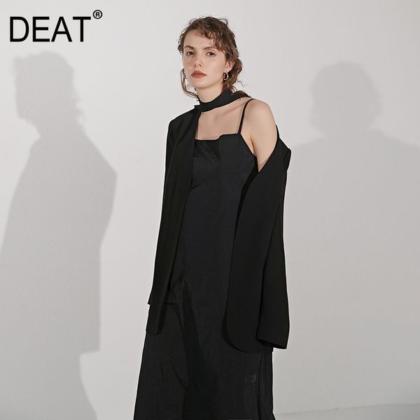 

summer fashion women clothes v-neck full sleeves drawstring single suit blazer female office wp68401 210421, White;black