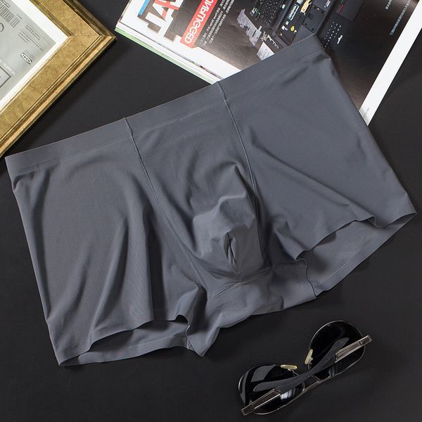

comfortable ice silk underwear one piece traceless boxers fashion breathable u convex men's pants, Black;white