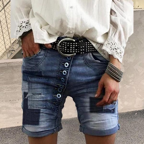 

women's shorts fashion casual spliced jeans summer women floral denim short plus size 5xl streetwear pocket 2021, White;black