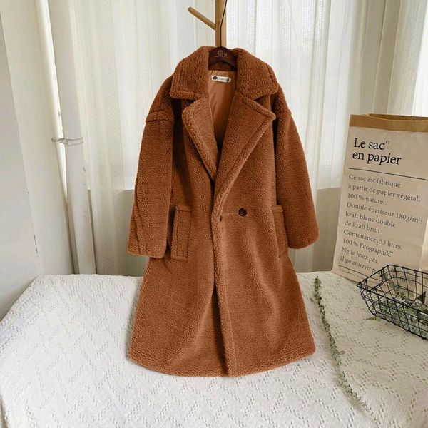 

women's wool & blends women fur coat autumn and winter cardigan long-sleeved lapel double-faced fleece casual solid color 2022 faux, Black
