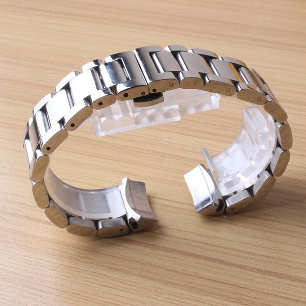 

watch bands durable stainless steel watchbands for sport watches fit gear s3 curved end special interface band strap bracelet polished, Black;brown