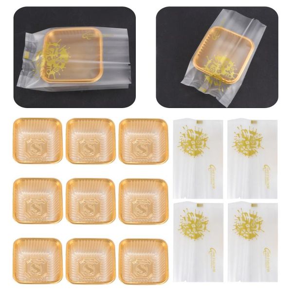 

gift wrap 100 sets of egg-yolk puff packing box moon cake storage (golden)