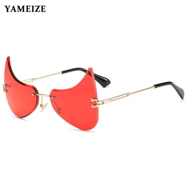 

sunglasses hip hop rimless women vintage irregular steampunk brand designer unique shape eyeglasses gafas, White;black