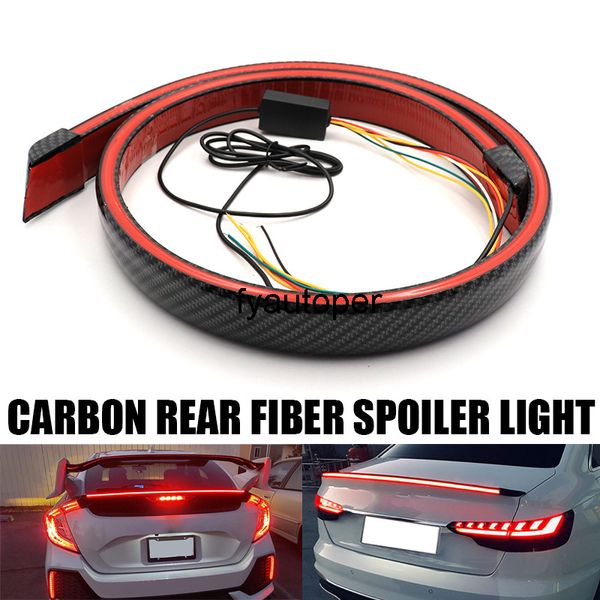 Multifunktionale LED-Zugleuchte für den Kofferraum eines Autos, allgemeiner Carbonfaser-Spoiler außerhalb des Fahrzeugs, 1,2 m langes Blinkerlicht, Bremsleuchte für das Auto