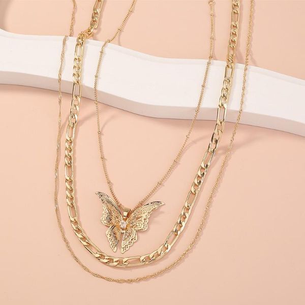 

chokers europe multi-layer fashion vintage simple butterfly clavicle necklaces for women girls choker necklace jewelry gift 2n232, Golden;silver