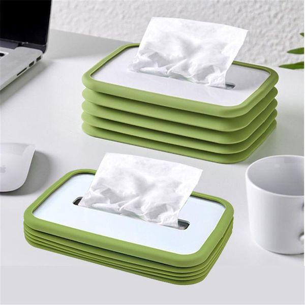 

tissue boxes & napkins foldable box, elastic silicone creative napkin dispenser for home, office, bathroom, car 2021 style