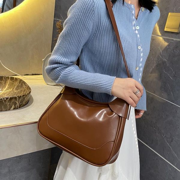 

vintage pu leather female shoulder crossbody bags simple solid color women underarm bag fashion ladies large capacity handbags cross body