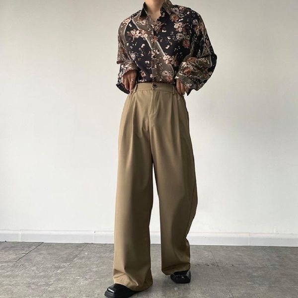 

men's pants straight autumn high waist floor mops korean fashion sense thin loose wide leg casual, Black