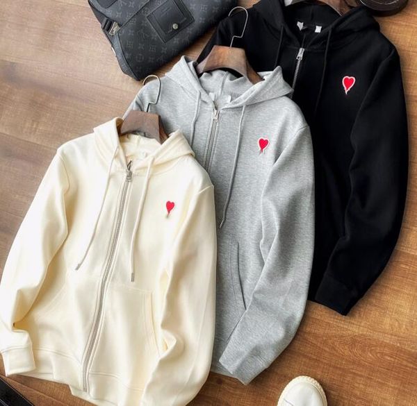 

luxury brands ami men's hooded sweatshirts designer mattiussi embroidered heart sweaters hoodies women, Black