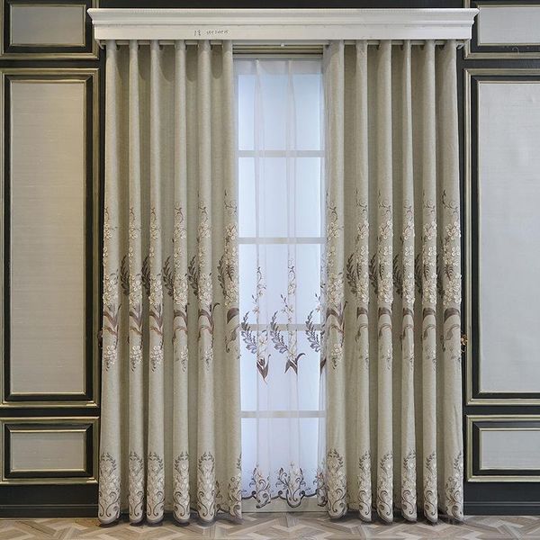 

curtain & drapes light luxury living room bedroom floor high grade shading relief embroidered fabric nordic chenille