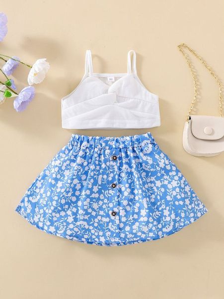 

baby twist cami with floral skirt she, White