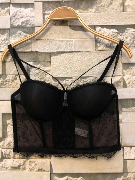 

bras sets fashion vest summer spell outside wearing lace perspective night club women's clothing bustier crop x757, Red;black