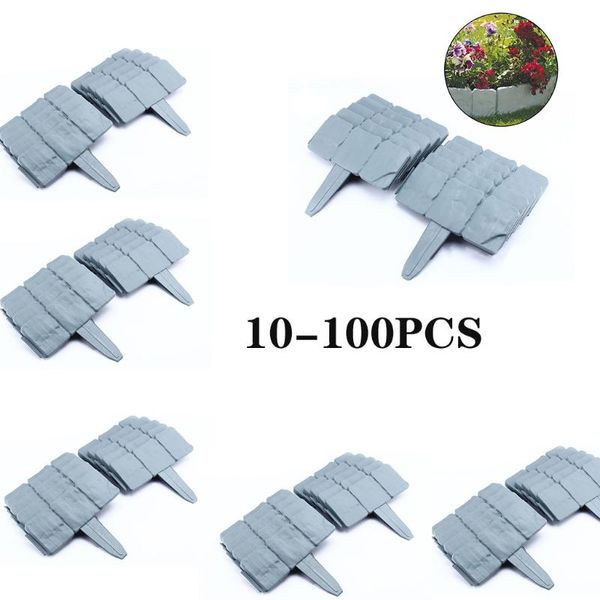 

fencing, trellis & gates 10/20/30/40/100pcs grey garden fence edging cobbled stone effect plastic lawn plant border decorations flower bed