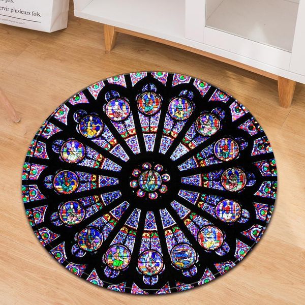 

carpets bohemian printing airplane moon non-slip round small floor mats bedroom living room home decoration