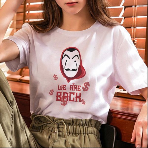 

summer fashion casual cute cartoon womens print short sleeve harajuku o neck clothes, White