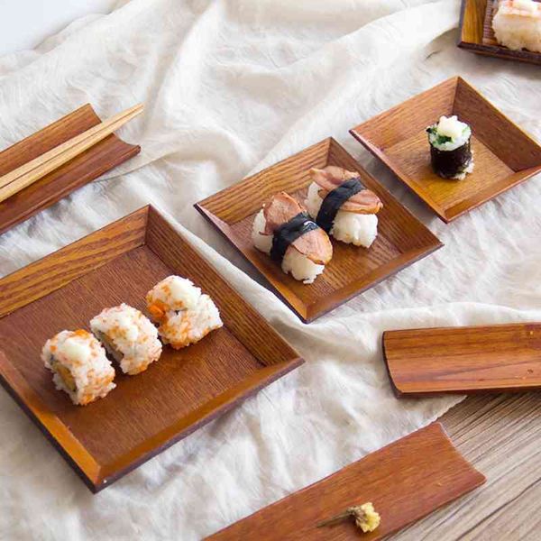 

square wooden plate snack dried fruit dessert sushi pie servies home