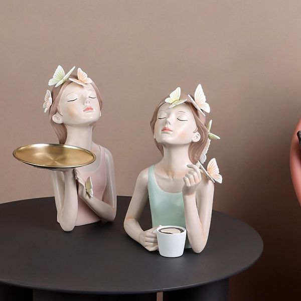 

decorative objects & figurines home decoration accessories butterfly fairy girl tray creative interior jewelry living room wedding gift