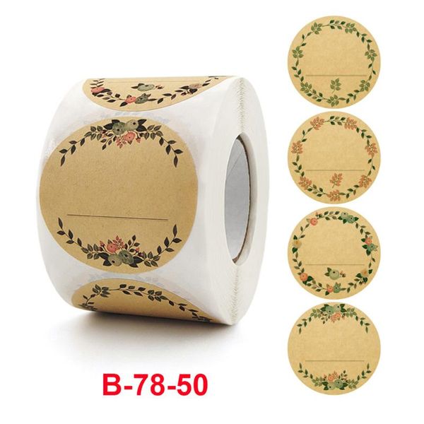 

gift wrap 500pcs/roll 2inch with 4 pattern designs strong adhesive wedding envelope natural label sticker thank you smooth surface crafts