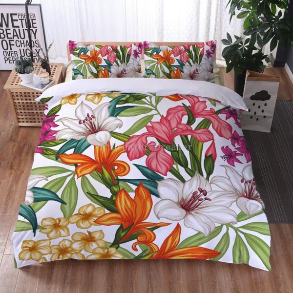 

fashion nordic flowers 3d floral bedding set colorful duvet cover for adults luxury bedclothes decor home textile sets