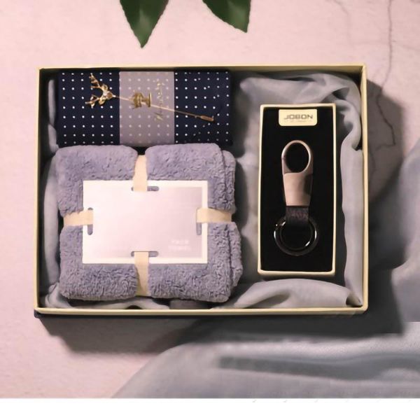 

party favor birthday gift to men tie keychain blue box towel handkerchief thanksgiving christmas gifts for boyfriend