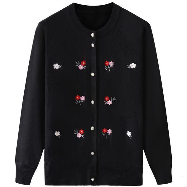 

middle aged and elderly womens women sweater knitted cardigan long sleeve spring autumn thin coat mother dress 4xl, White;black