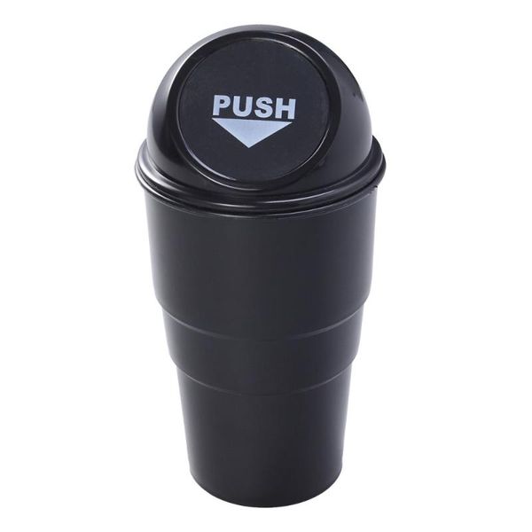 

other interior accessories car trash can with lid garbage dust bin storage fits cup holder in console or door (black)