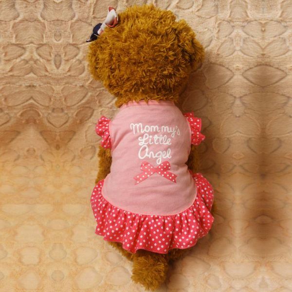 

dog apparel 2021 spring summer small princess cat pet dress letter printed clothes puppy bow vest t shirt coat