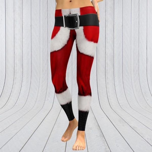 

women's leggings 2021 christmas printing put hip elastic high waist legging breathable merry pants, Black