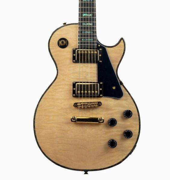 

left handed electric guitar, mahogany body&neck ebony fretboard, abalone inlays, gold hardware