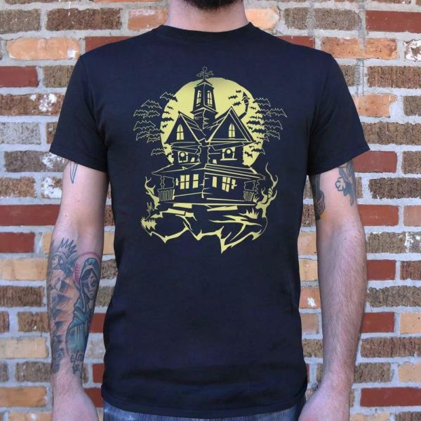 

haunted house t-shirt | short sleeve graphic tee, White;black