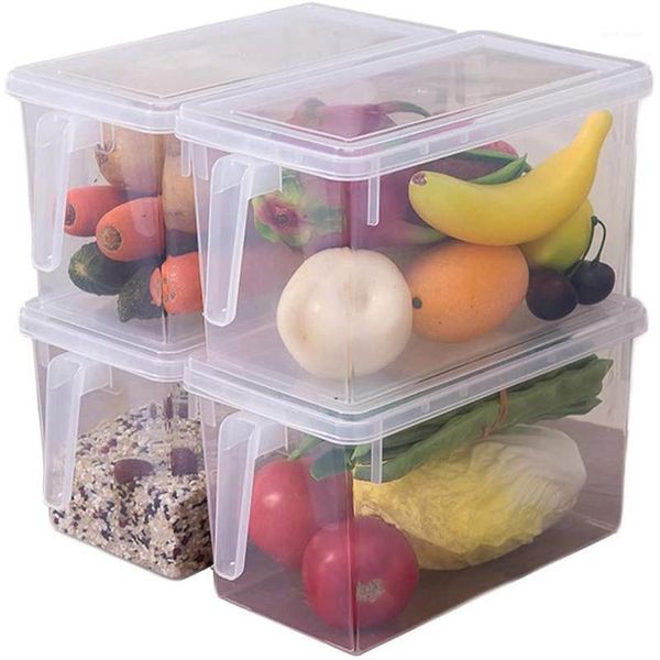 

pcs plastic storage box, with lid and handle, suitable for kitchen refrigerators