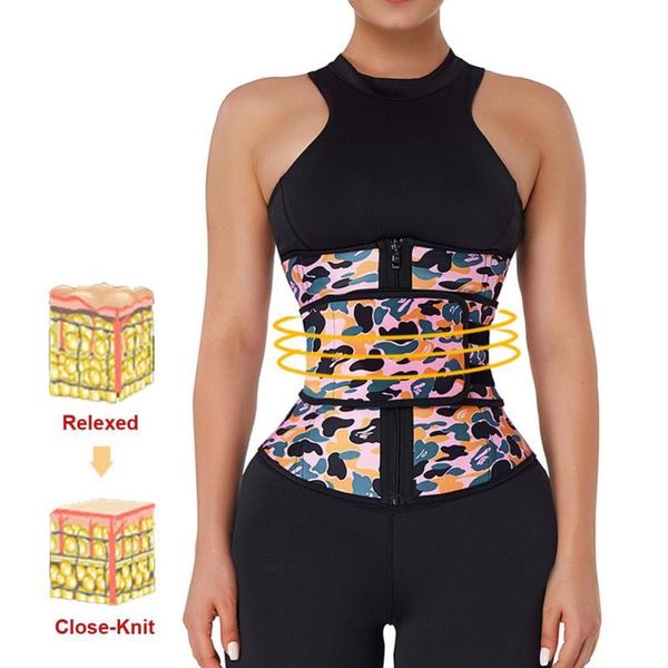 

women's shapers corset secret women pink latex body shapewear camouflage printing waist trimmer for weight loss traineer control slim f, Black;white