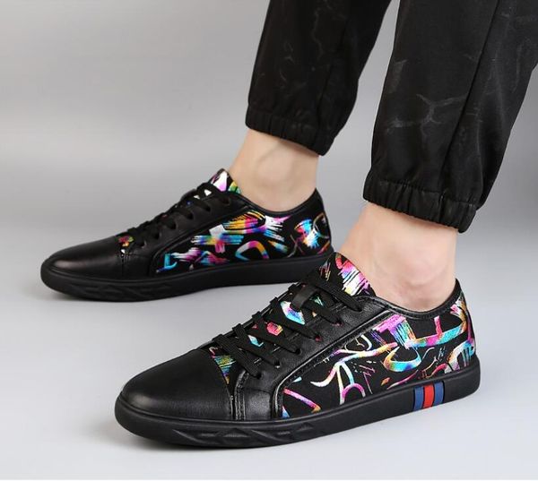 

summer spring white men flats casual shoes pu leather moccasins handmade simple outdoor leisure loafers man sneakers, Black