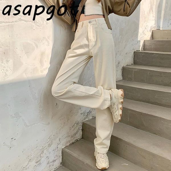 

korean chic wild high waist plus size white jeans woman autumn slim casual black straight wide leg fashion street women's, Blue