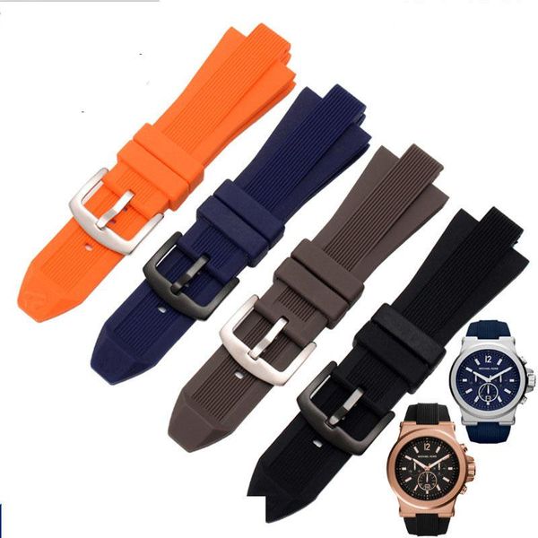 

watch bands solid strap for 8184 8152 9020 8295 8296 fashion elastic durable silicone replacement wrist watchbands, Black;brown
