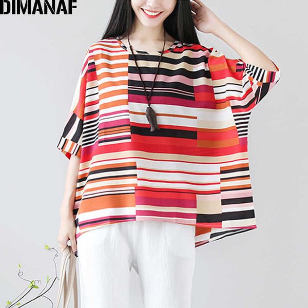 

plus size women t-shirts basic lady tees big female clothes print striped loose batwing shirt summer 210531, White