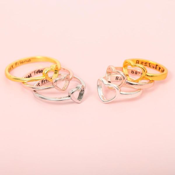 

wedding rings 6-piece ring female simple hollow heart-shaped 2021 latest fashion temperament girl birthday party jewelry gift, Slivery;golden