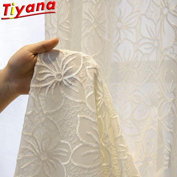

curtain & drapes jacquard white cherry curtains for living room semi-blackout flowers yarn bedroom balcony #vt